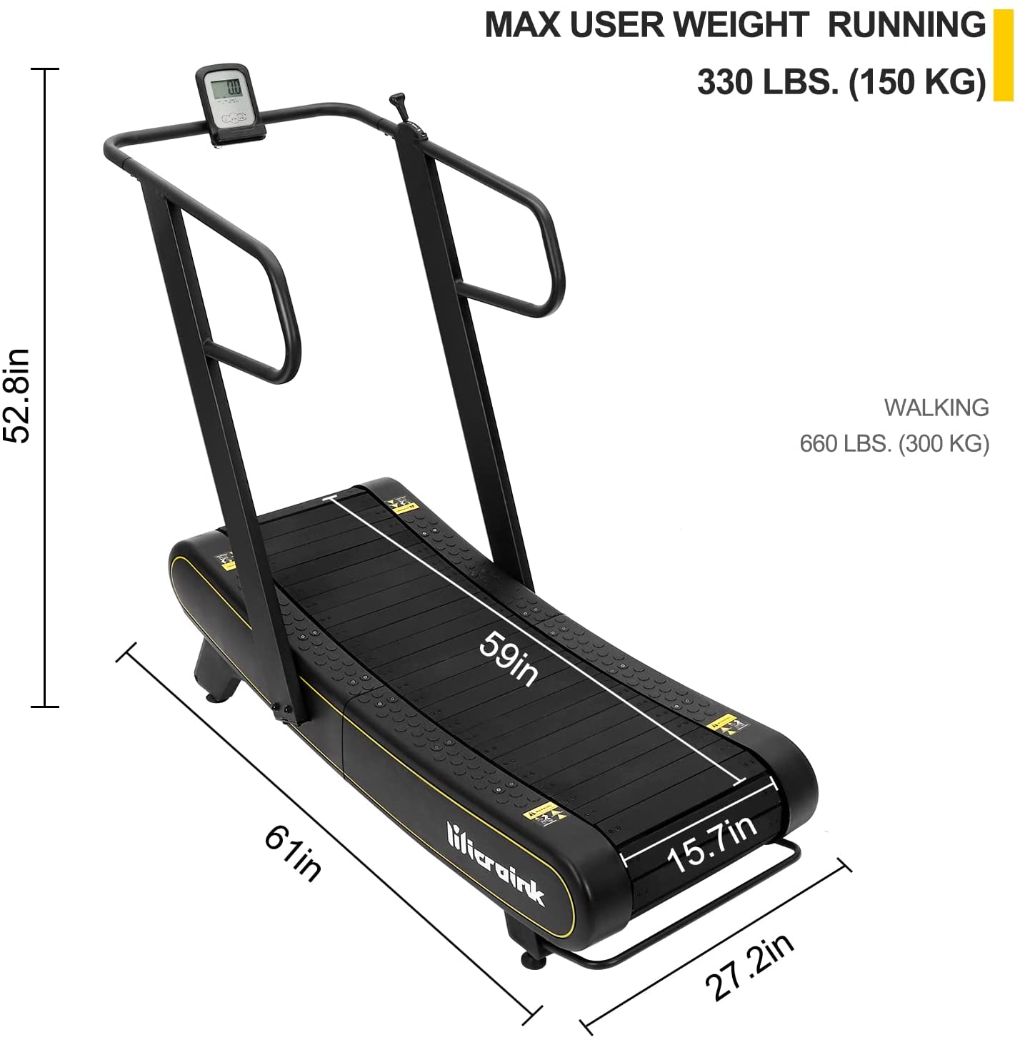 Microink curved manual treadmill sizes