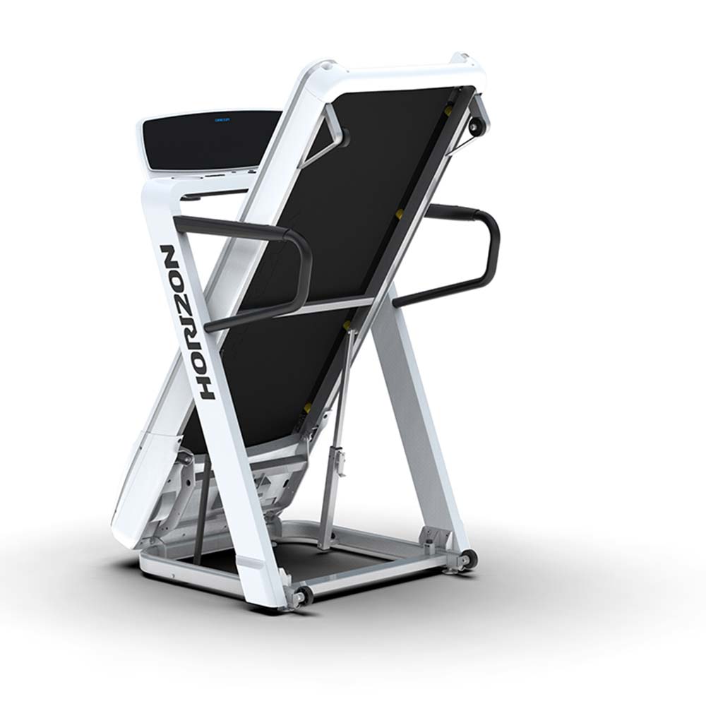 Horizon Omega Z Folding Treadmill controls folded