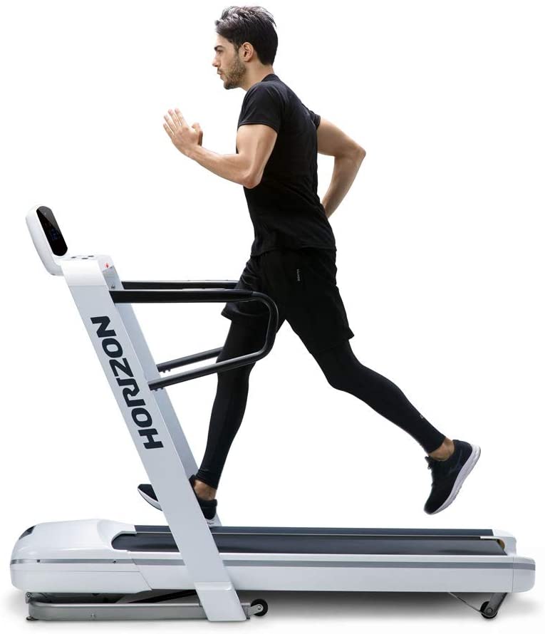 Horizon Omega Z Folding Treadmill man running
