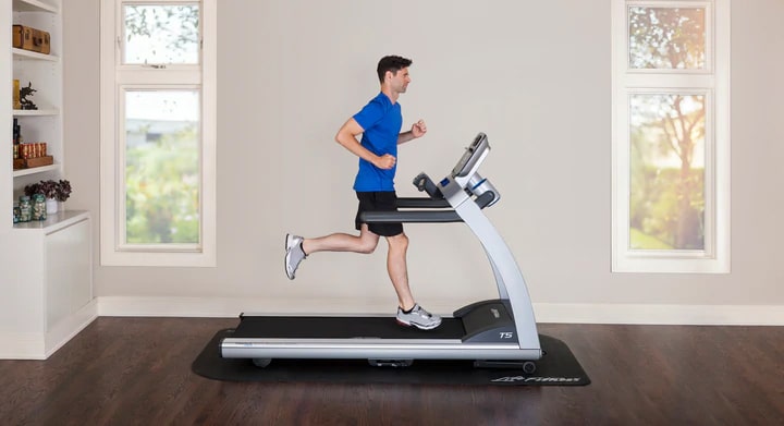 Life Fitness T5 Treadmill with Go Console man running