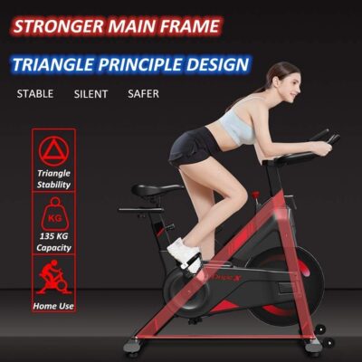 Dripex Magnetic Resistance indoor exercise bike 2022 upgraded version - main frame with a female model