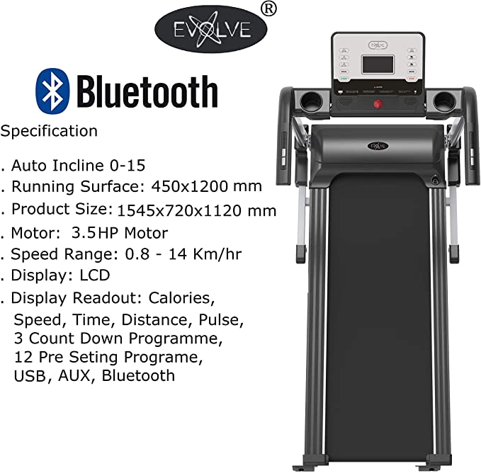 Evolve - A1 Electric Motorised Auto Incline Treadmill Specifications