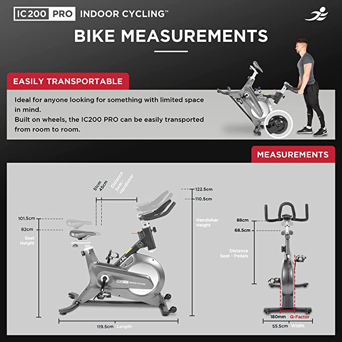 JLL IC200 Pro Indoor Cycling Exercise Bike Measurements