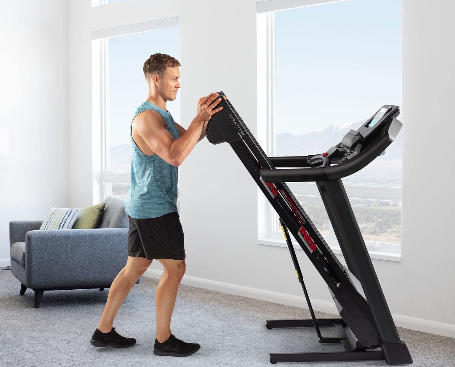 ProForm Trainer 12.0 Folding Treadmill Folded Up