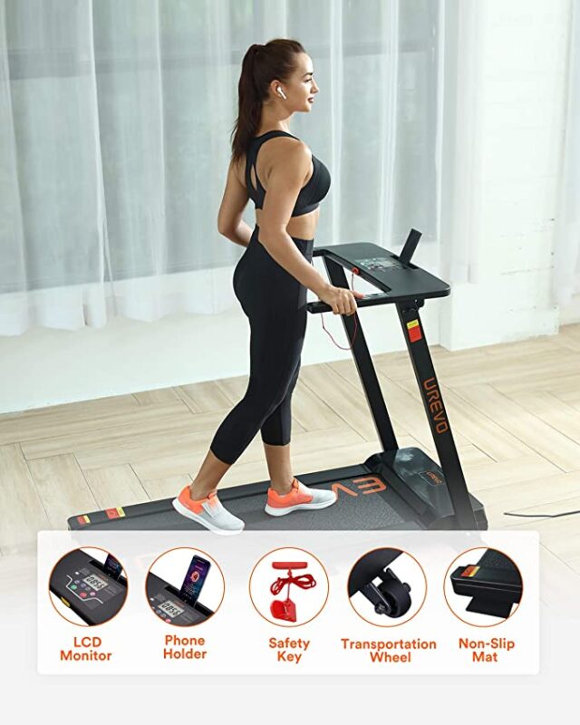 UREVO Folding Treadmill for Home Woman walking