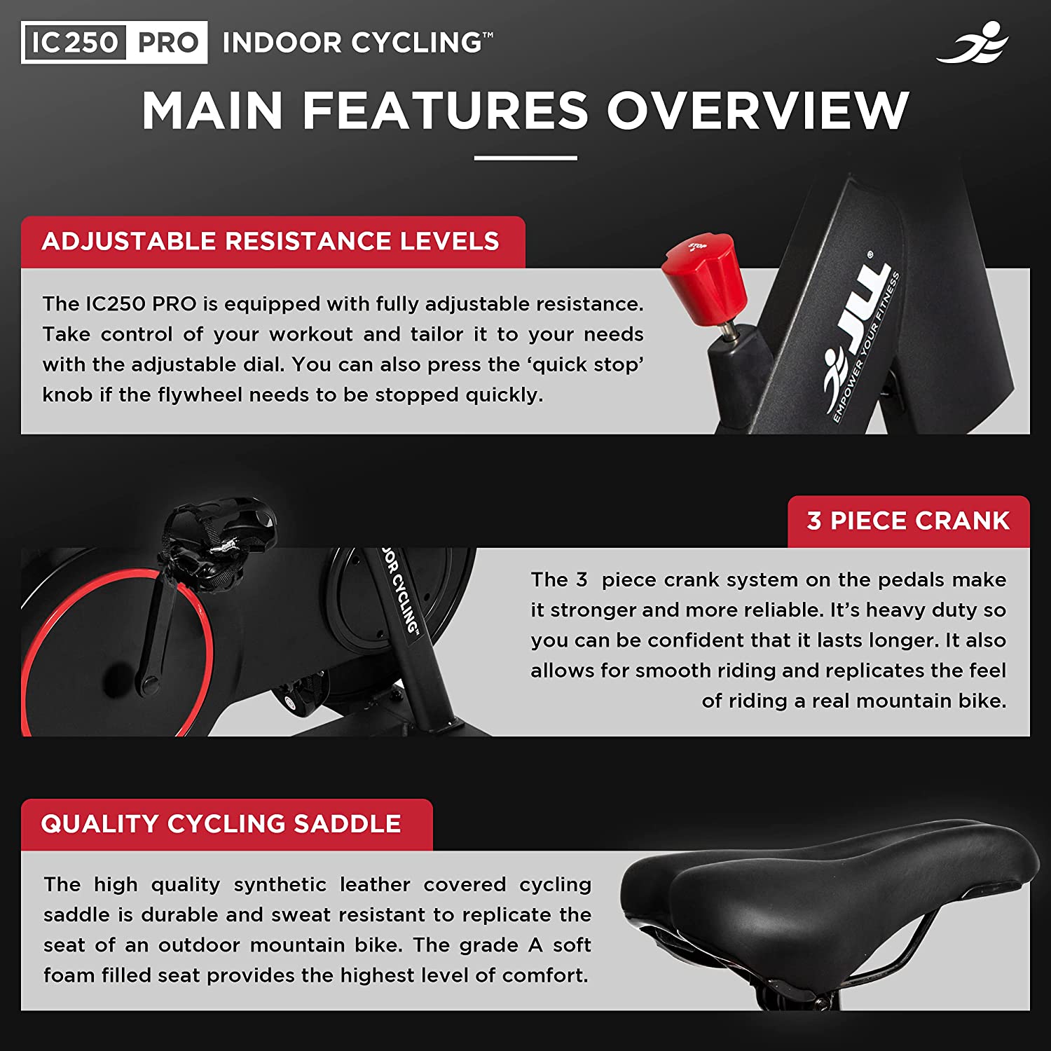 JLL IC250 Pro Indoor Cycling Bike - Main Features Overview 2