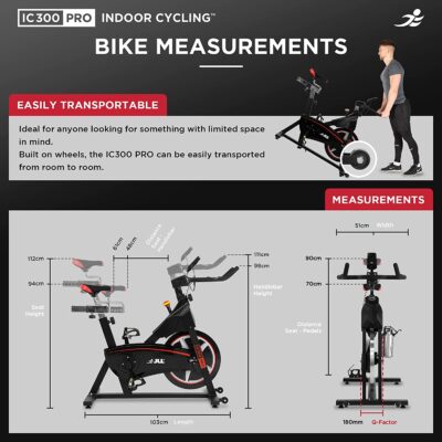 JLL IC300 Pro Indoor Cycling Exercise Bike - Measurements