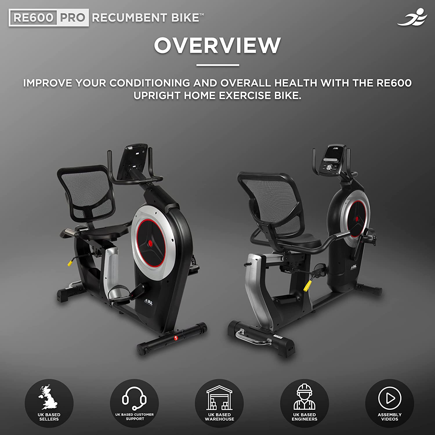 JLL RE600 Pro Recumbent Exercise Bike - Product Overview