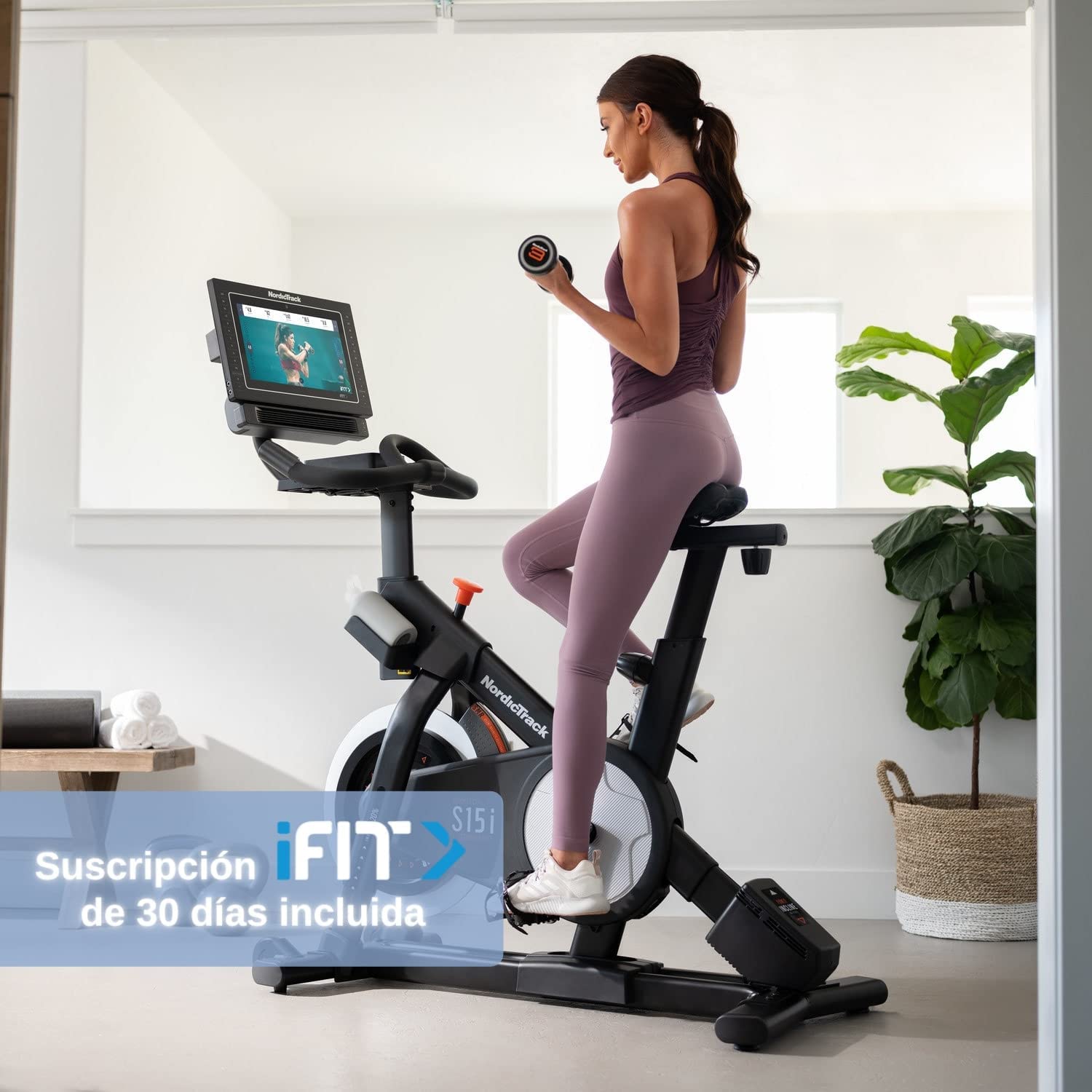 NordicTrack Commercial S15i Studio Cycle - with a female model 