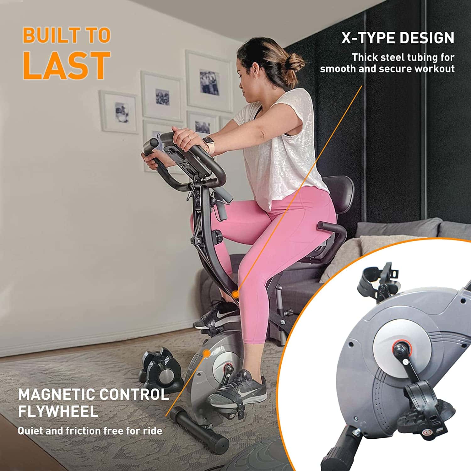 Ativafit Foldable Exercise Bike - with a female model