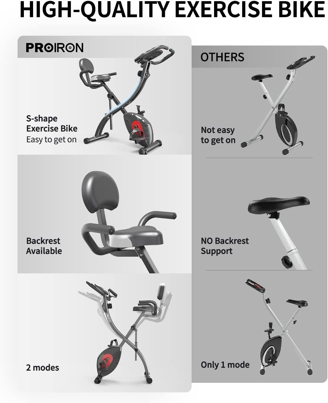 PROIRON 3-in-1 Folding Exercise Bike - product info 