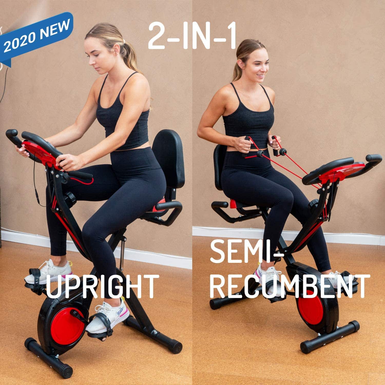 YYFITT 2-In-1 Foldable Exercise Bike  - upright and recumbent