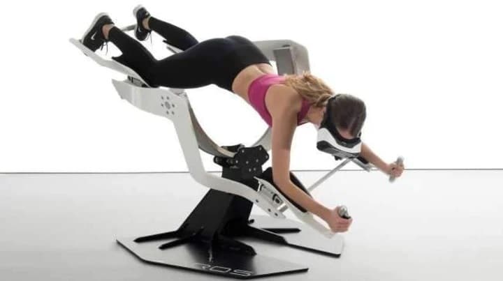 ICAROS Pro Commercial Virtual Reality Fitness Equipment - with a female model working out