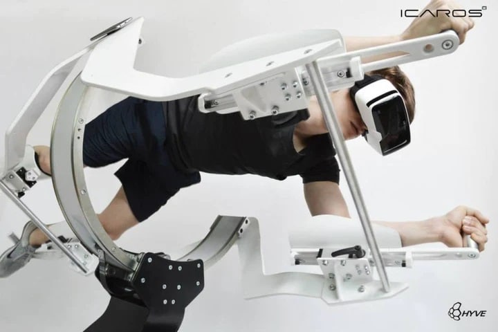 ICAROS Pro Commercial Virtual Reality Fitness Equipment - with a male model working out