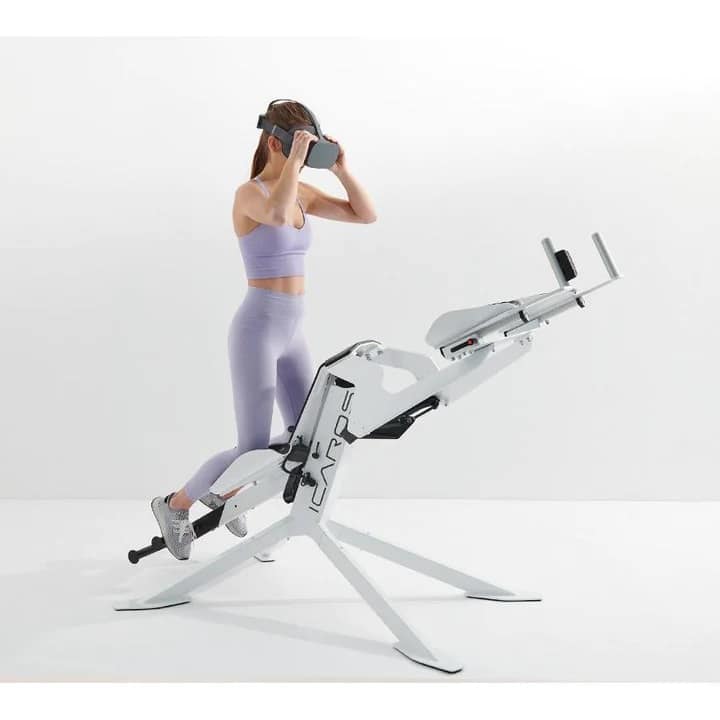ICAROS VR Training Home Package  Virtual Reality Fitness Equipment  - with a female model preparing to work out