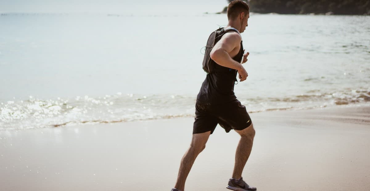 A man running on seashore
