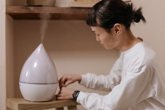 woman setting up her humidifier