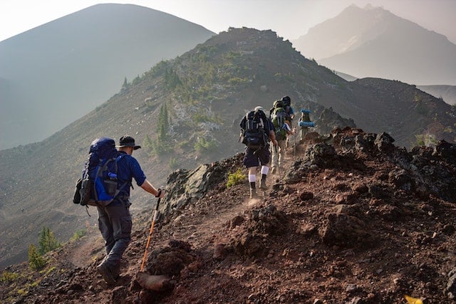 a group of people hiking together
