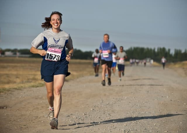 woman running happily 