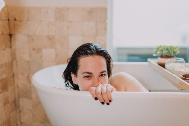 A woman in a bathtub 